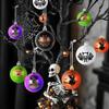 Dark Skeleton Pumpkin Ball Set 6cm - Halloween Painted Electroplated Ornaments for Party Tree Hanging Porch Decor