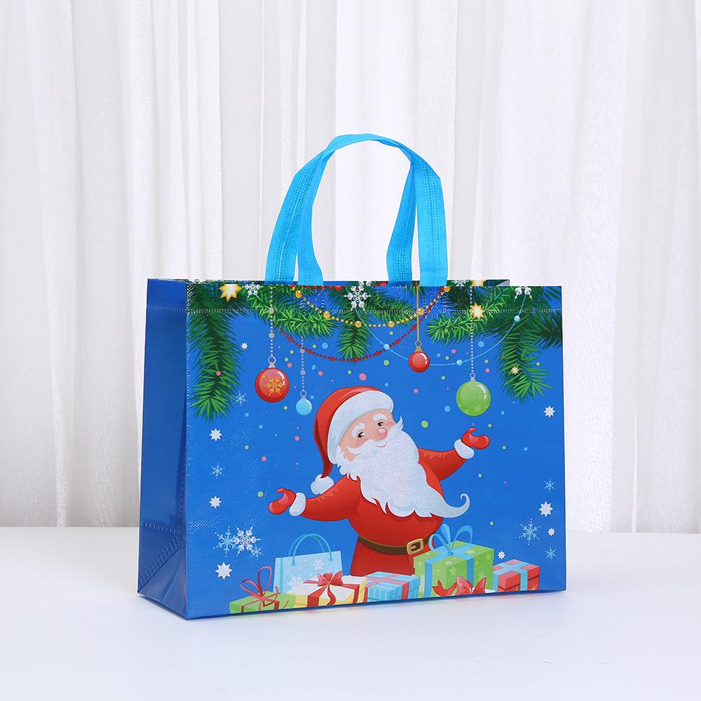 6/10pcs Holiday Non Woven Tote Bags Christmas Prints Reusable Gift Bags for Return Gifts Party Favor Packaging