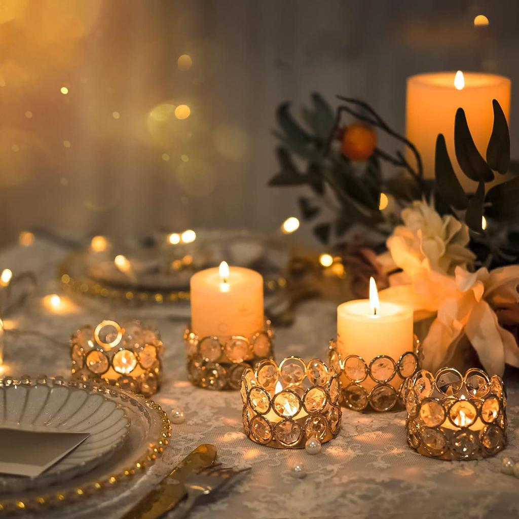 Europäischer Kristall- und Eisenkerzenhalter für ein Candle-Light-Dinner