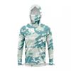 Mens Quick-Dry Ice Silk Long Sleeve Fishing Shirt With Hood Integrated Face Cover UV Protection Outdoor Sunproof Apparel
