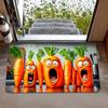 1pc 2D Flat Funny Screaming Carrots Kitchen Rug Non Slip Flannel Mat For Cooking Area Floor Decor