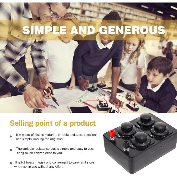 Variable Widerstandsbox 0-9999 Ohm, Einfache einstellbare Widerstandsdezkadenbox für den Physikunterricht, Schulversuchsausrüstung