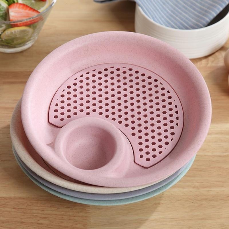 Knödelteller mit Saucenschale, Abtropffläche, doppelschichtiges Design in Lebensmittelqualität, Knödelschüssel, Küchenutensilien