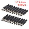 10 Stück 5,5 mm x 2,1 mm DC-Stromstecker Stecker Zylinderstecker Schwarz