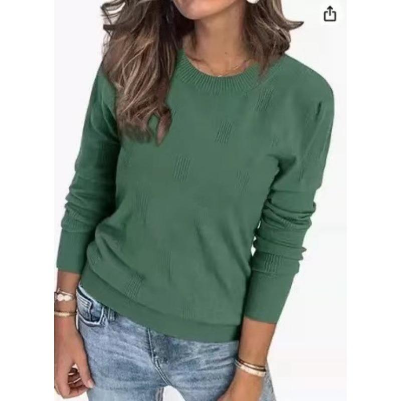 Women S Long Sleeve Round Neck Pullover Knit Sweater Casual Fall Winter