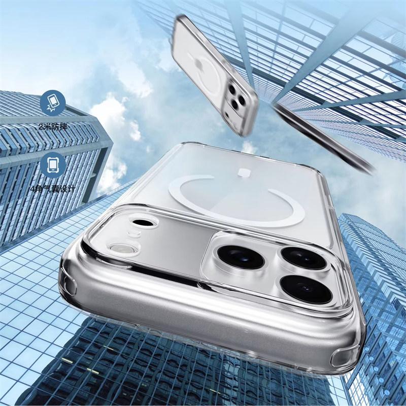 Luxury Magnetic Magsafe Phone Case For iPhone 17 Pro Max 17Air 17Pro 17 Transparent With Camera Button Wireless charging Cover