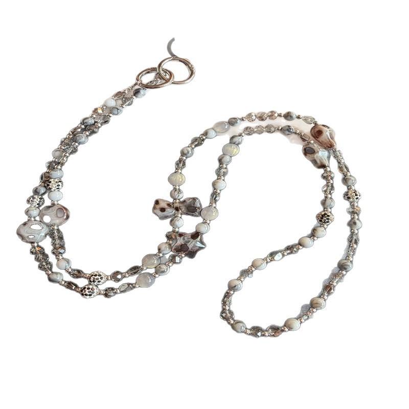 Leopard Print Butterfly Knot Phone Chain With Beaded Keychain For Women And Men
