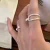 Elegant Minimalist Geometric Cross Ring For Women Adjustable Open Copper Fashion Accessory