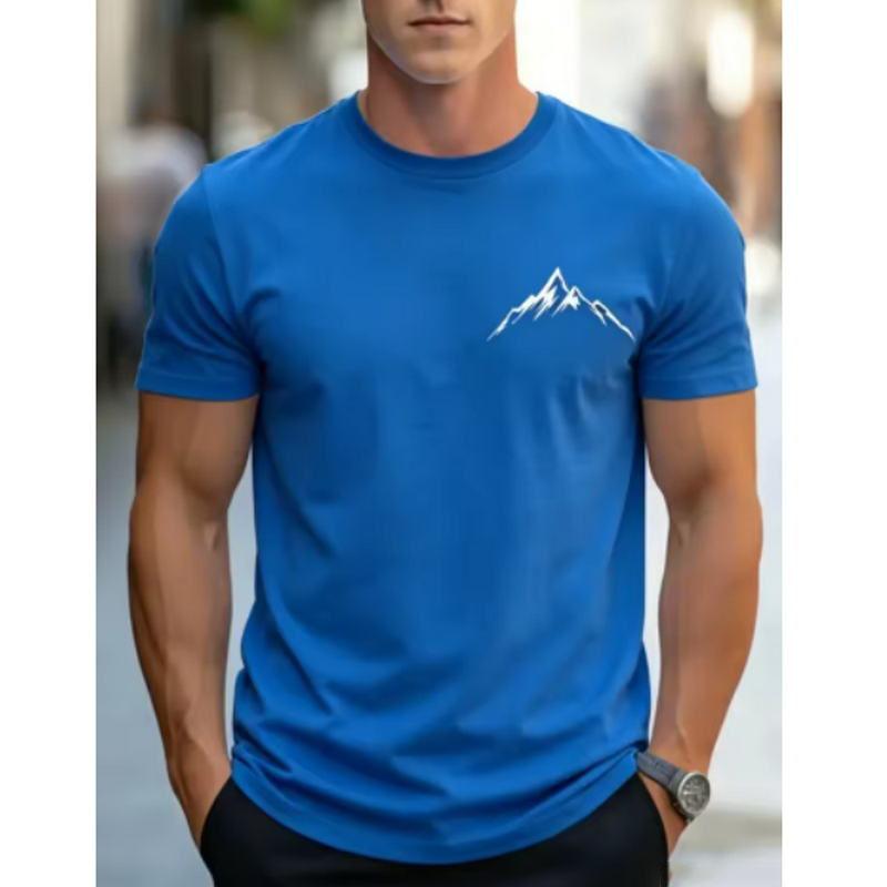 Simple Style Mountain Graphic T Shirt 3D Print Short Sleeve Solid Color Daily Casual Tops Summer Street Unisex Clothes