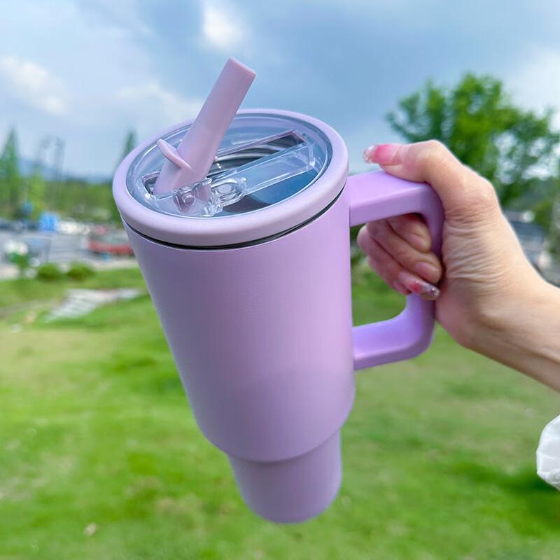 Shangqi Double-Wall Insulated Travel Mug with Handle and Straw
