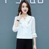 Women's Spring Autumn Korean Black White Tops Ladies Long Sleeve Office Tied Bow Collar Chiffon Blouse