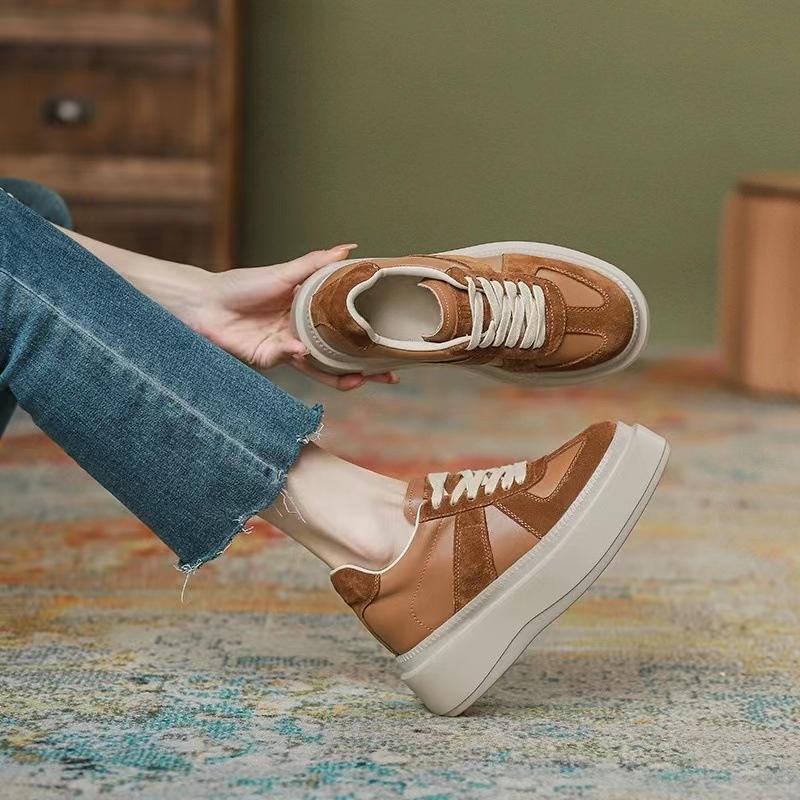 Fashion 8cm Microfiber Leather Women Fashion Chunky Sole Sneakers Platform Wedge Autumn Spring Hidden Heels New Booties Vulcanize Shoes