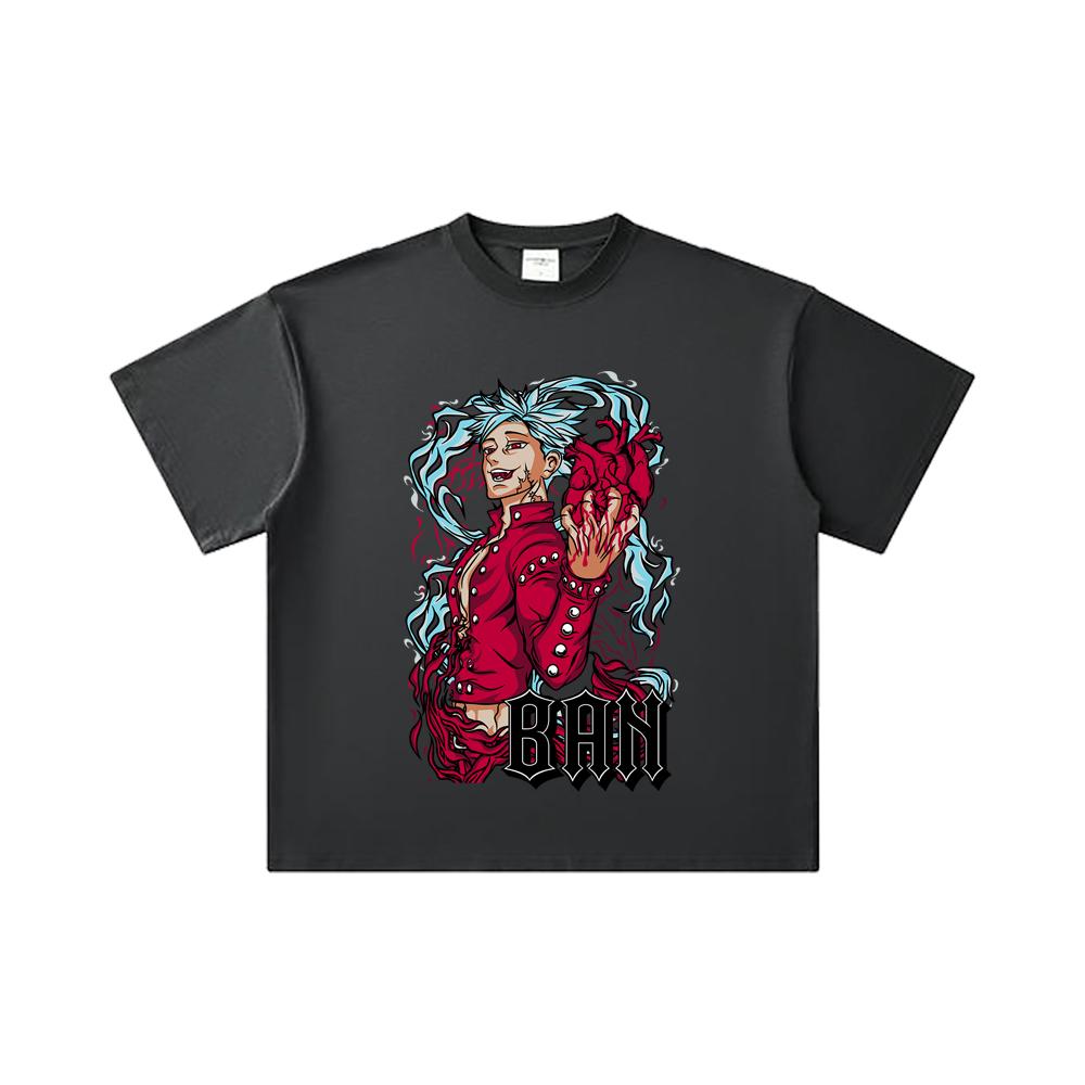 260 GSM Double Yarn 32 Count 100% Cotton Seven Deadly Sins V1 Ban Print Unisex Heavy Cotton T Shirt