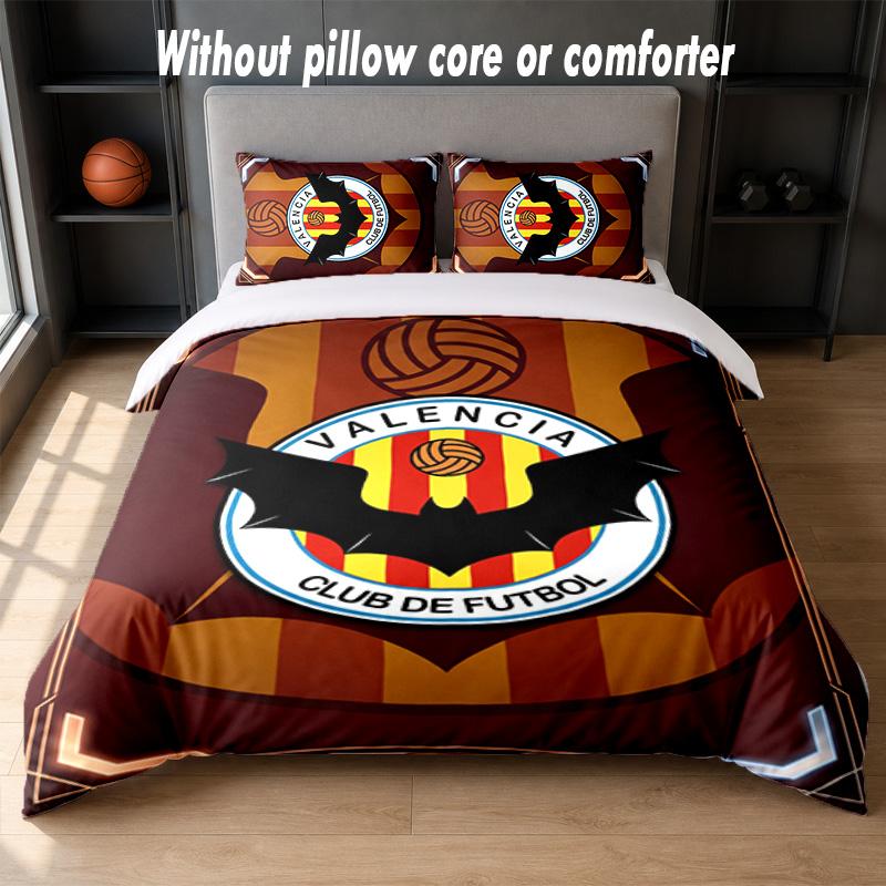 Valencia FC Design Bed Bedding Set 1 Duvet Cover + 2 Pillowcases Soft Breathable Household Bed Linens