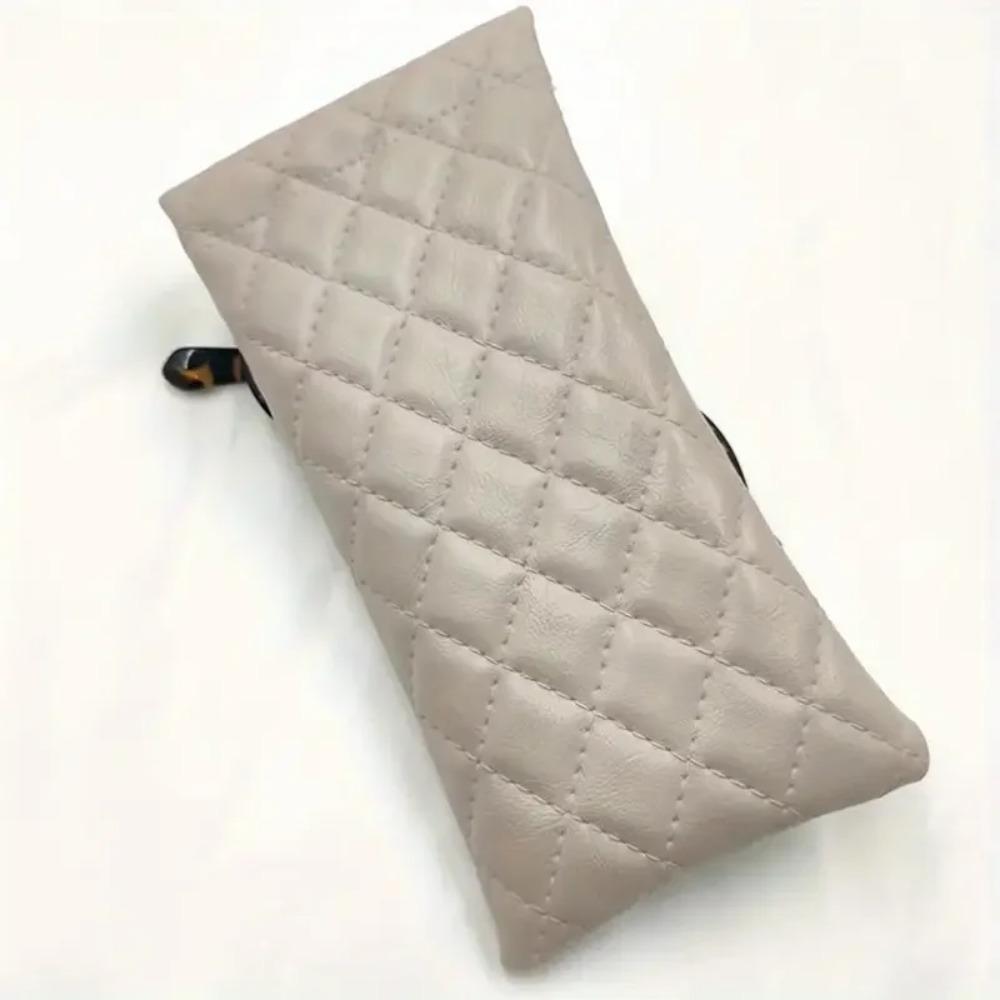 High-end down cotton leather eyewear case, pu spring clip automatic closing portable eyewear and sunglasses storage bag