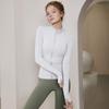 Women's Stretch Fleece-lined Sports Jacket with Stand Collar - Long Sleeve Yoga Top for Running & Fitness, Spring Style