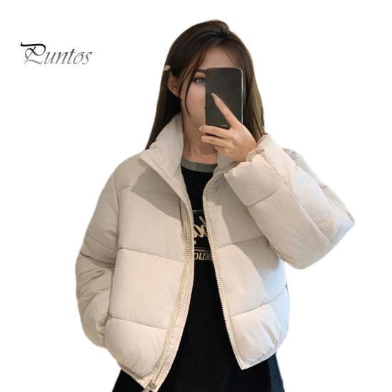 

Зимнее женское стеганое пальто с утолщенной застежкой-молнией, воротником-стойкой, защитой шеи, длинными рукавами, однотонным ветрозащитным, сохраняющим тепло, для отдыха на открытом воздухе, пуховое M бежевый