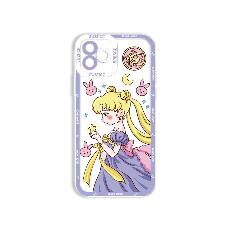 Cute Sailor Moon Water Ice Moon Apple 16 Summer Mobile Phone Case iPhone17 Anti-drop Ultra-thin Transparent Soft Case