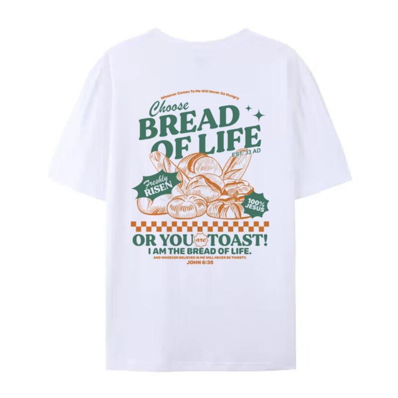 

2026 Bread of Life Funny Christian TShirt Bible Verse Inspirational Graphic Tees WomenRetro Jesus Faith Shirt Unisex Top Gift S