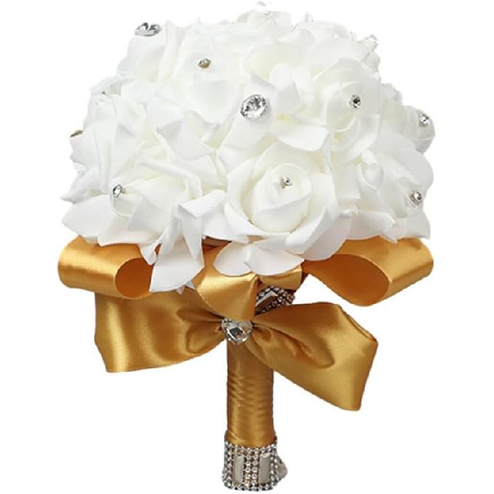Hand Flower Toss Rose Wedding Pe Foam Simulation Bouquet Sparkling Rhinestone Jewelry Hand Flower Toss Bouquet Diamond