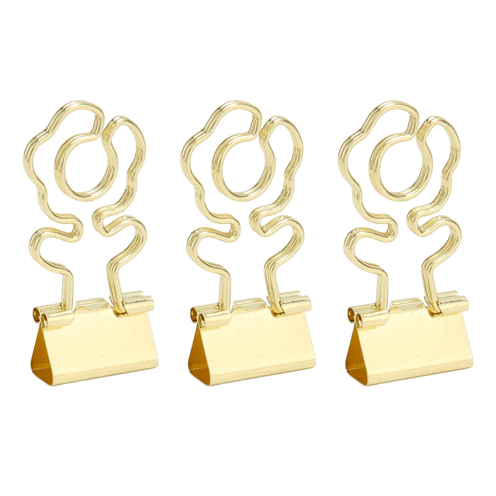 

100 Pcs Mini Binder Clips Flower Shape Strong Clamping Force Metal Long Tail Clips Office Supplies Gold золотой