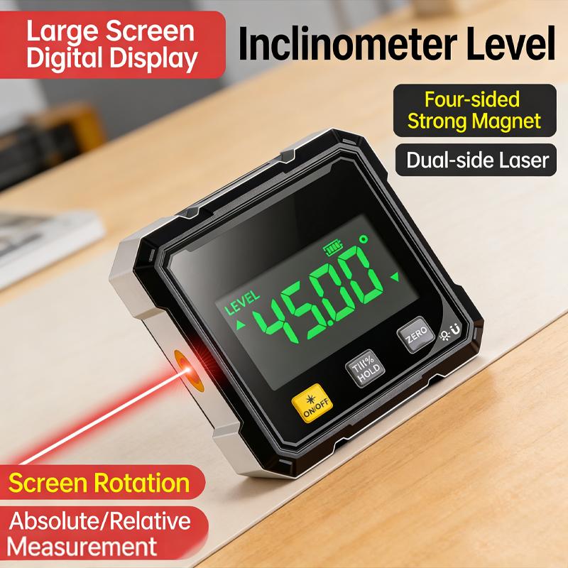 Pocket Electronic Digital Protractor Multifunctional Digital Angle Finder Box Inclinometer 360 Degree Measurement Laser Level