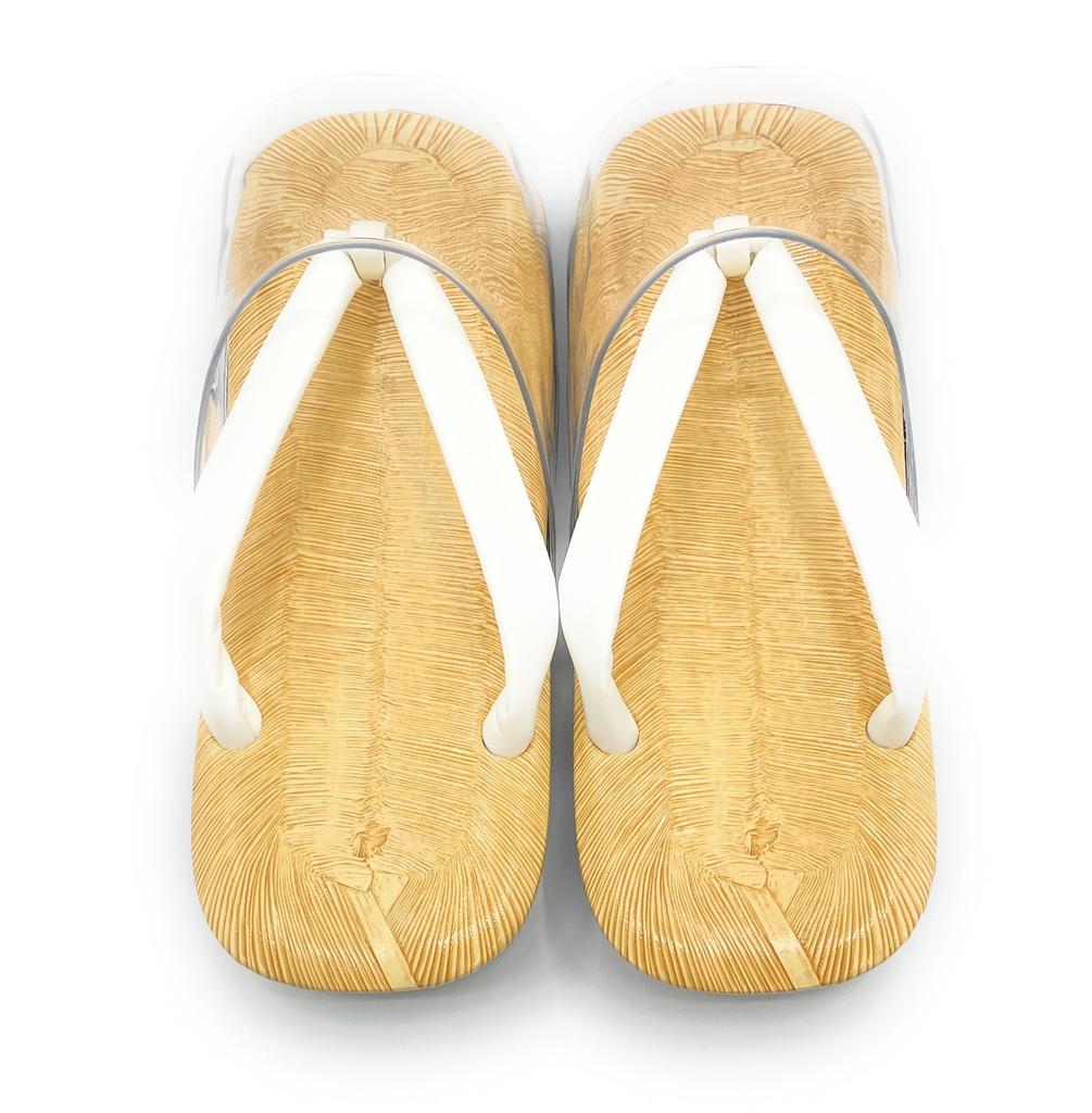 Asakusa Kimono Market In Rain Geta Sandals with Urethane Soles Shinto and Work Footwear with Hem Pads L [Made Japan] Men's (L/LL) <White Straps> Men's