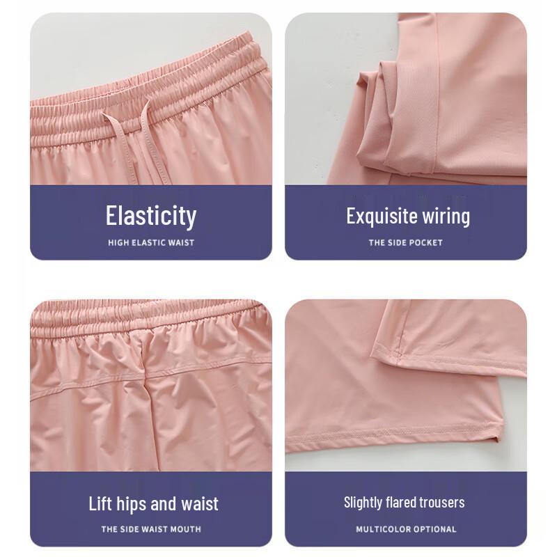 Langsha Women's High-Waist Ice Silk Flare Pants