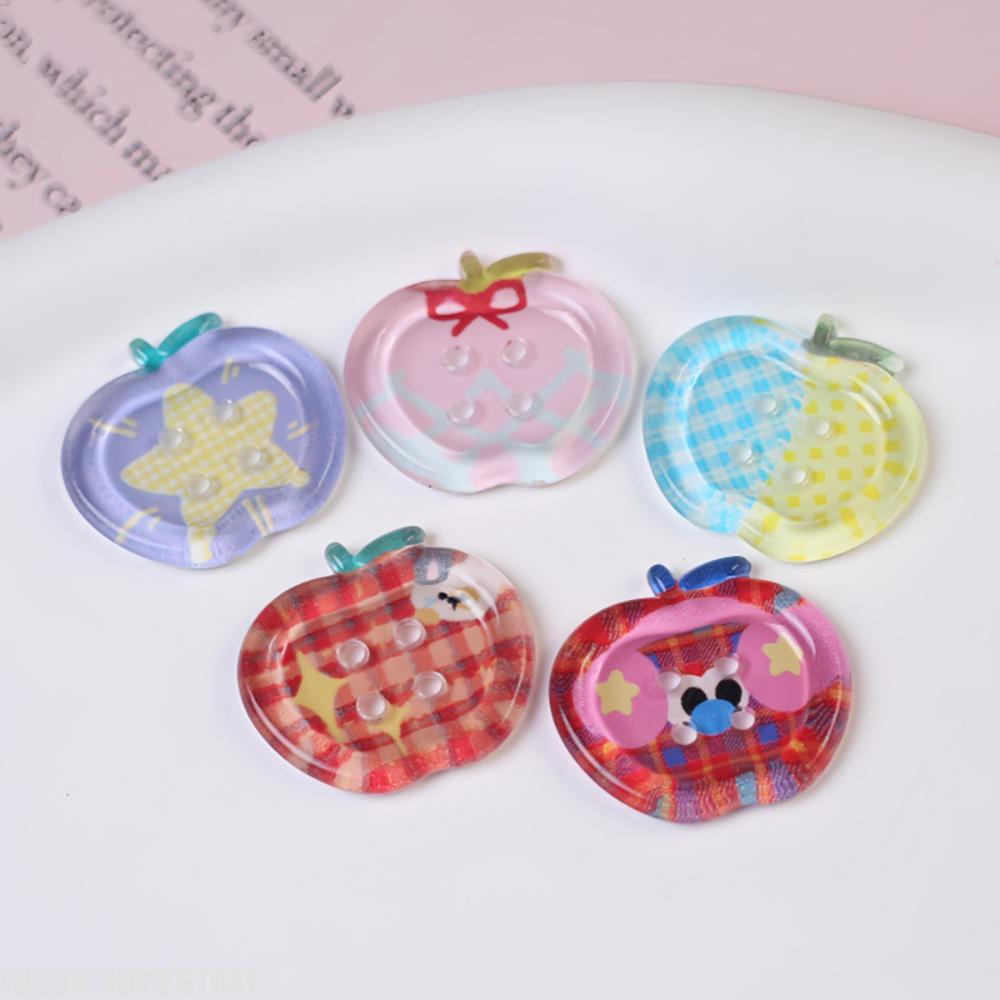 10pcs Dopamine Color Apple Translucent Buttons for Crafts Resin Accessories Clothing Sewing Supplies Sweaters Materials