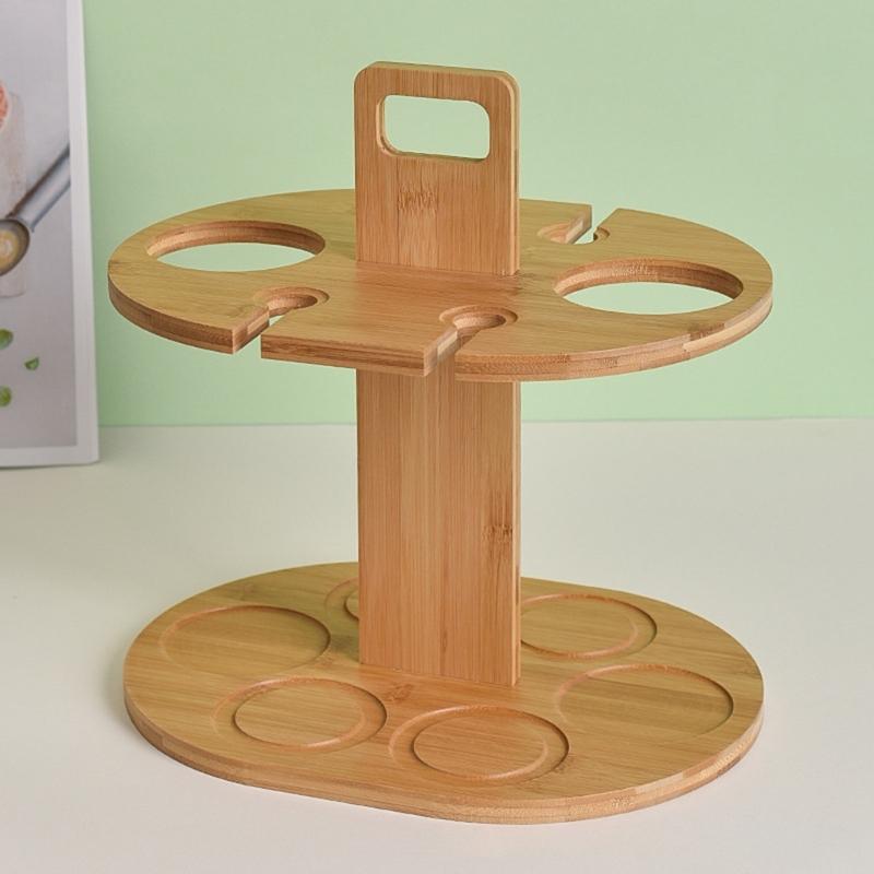 Elegant Sturdy Bamboos Wine Bottle and Glass Rack Countertop Organizers Portable Accessory for Bottles and Glasses