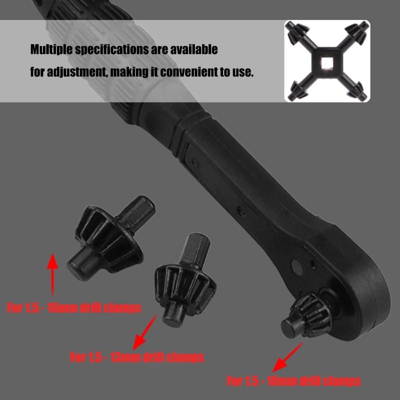 Chuck Key Tool Ratchets Wrench and Multiple Key Set with Ergonomic Handle Multifunction Iron Drills Chuck Key