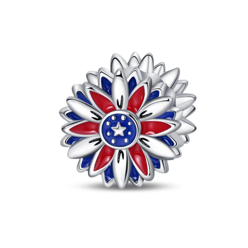 Copper Flower With Various Shapes Sparkling Zircon Sunflower Charms Beads Fit Pan Original Bracelets Diy Jewelry