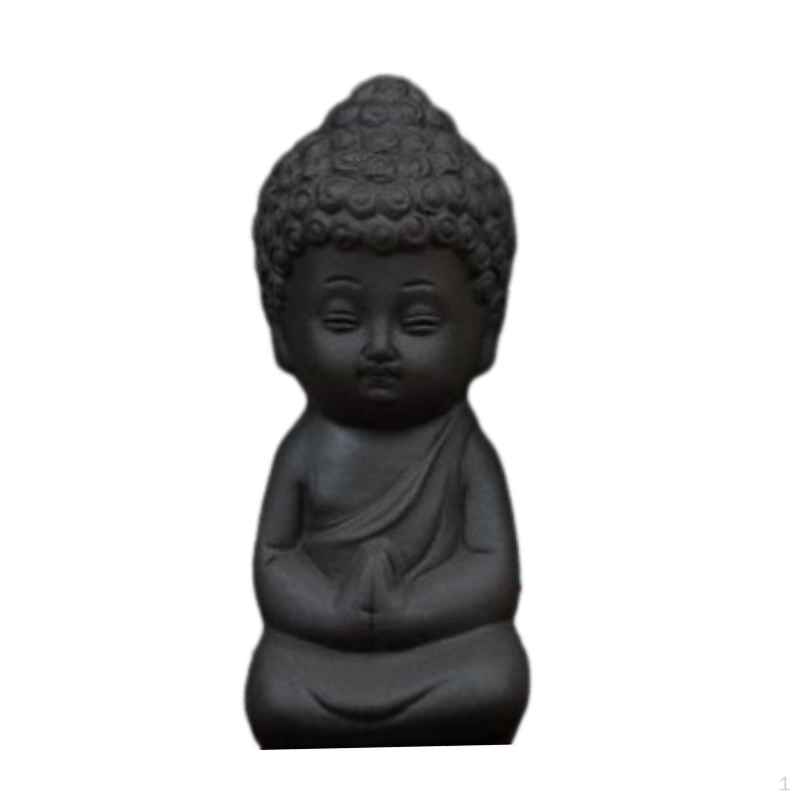 

Pottery Clay Mini Buddha Statue Tea Pet Miniature Tabletop Ornament Kung Fu Model for