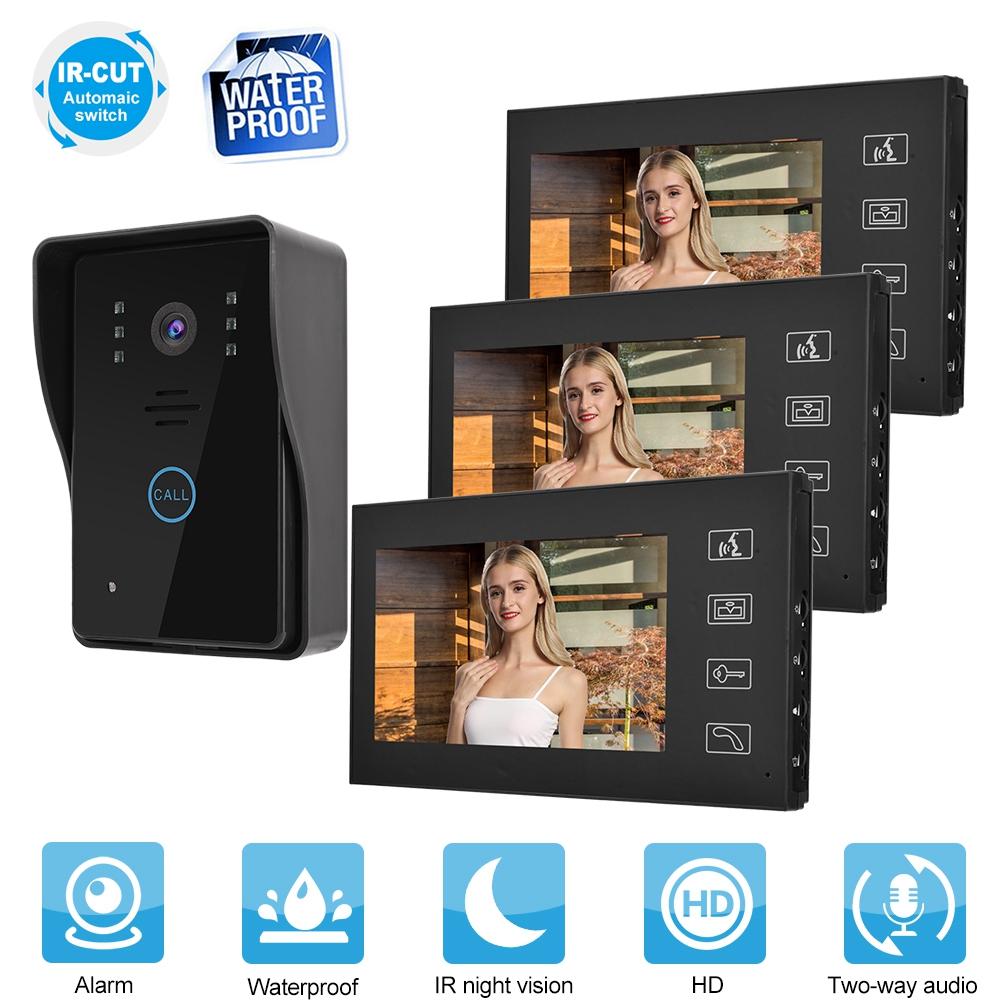 7in TFT Video Intercom Access System Home Security Doorphone with 3 Monitors