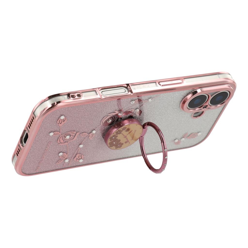 KADEM For iPhone 17 Deksel Ringstøtte TPU Blomster Telefondeksel Gradient Glitter