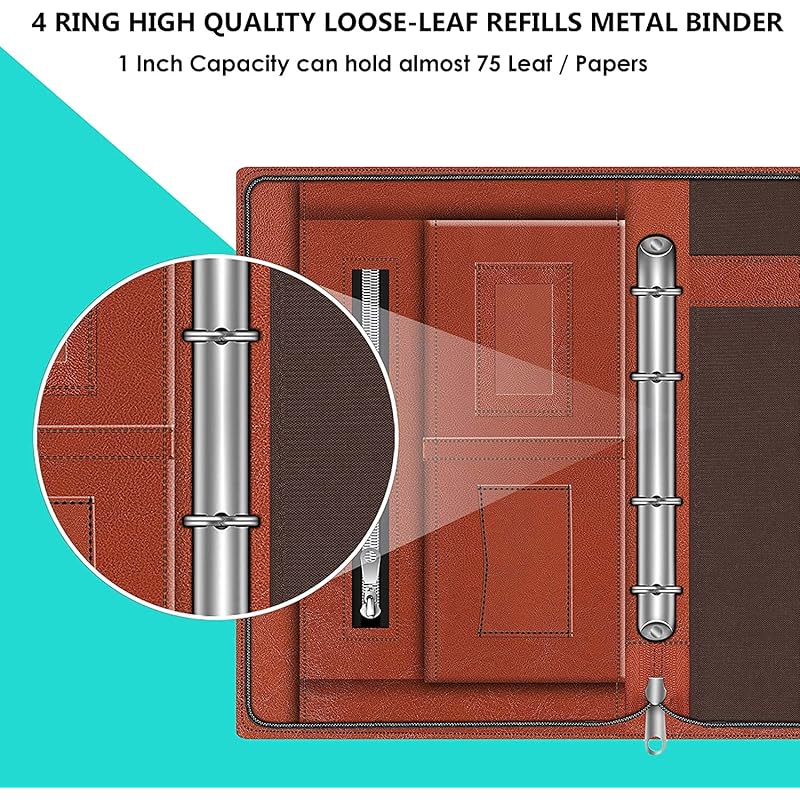 

FEDUS Document File Folder Certificate Foolscap Size(Bigger Than A4 Size)4 Ring File Folder for Document Leatherette Doc FILE FOLDER BROWN коричневий
