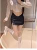 Spicy Girl V-Waist High-Waisted PU Leather Bodycon Mini Skirt With Side Slit - Hong Kong Style