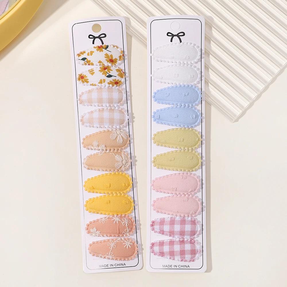 10/20 Pezzi Cotone Stampa Fermaglio per Capelli Forcina per Ragazza Tessuto Plaid Mini Mollette BB Copricapo Accessori per Capelli da Bambina Regalo di Capodanno