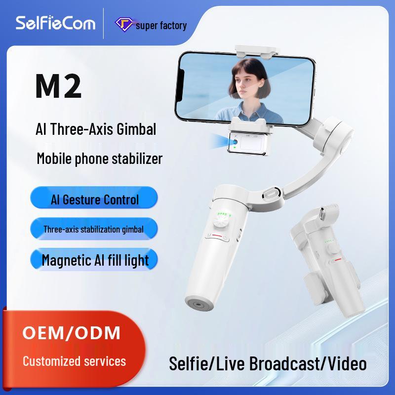 Three-Axis Handheld Gimbal for Smartphones with Face Tracking and Anti-Shake for Live Streaming and Photography