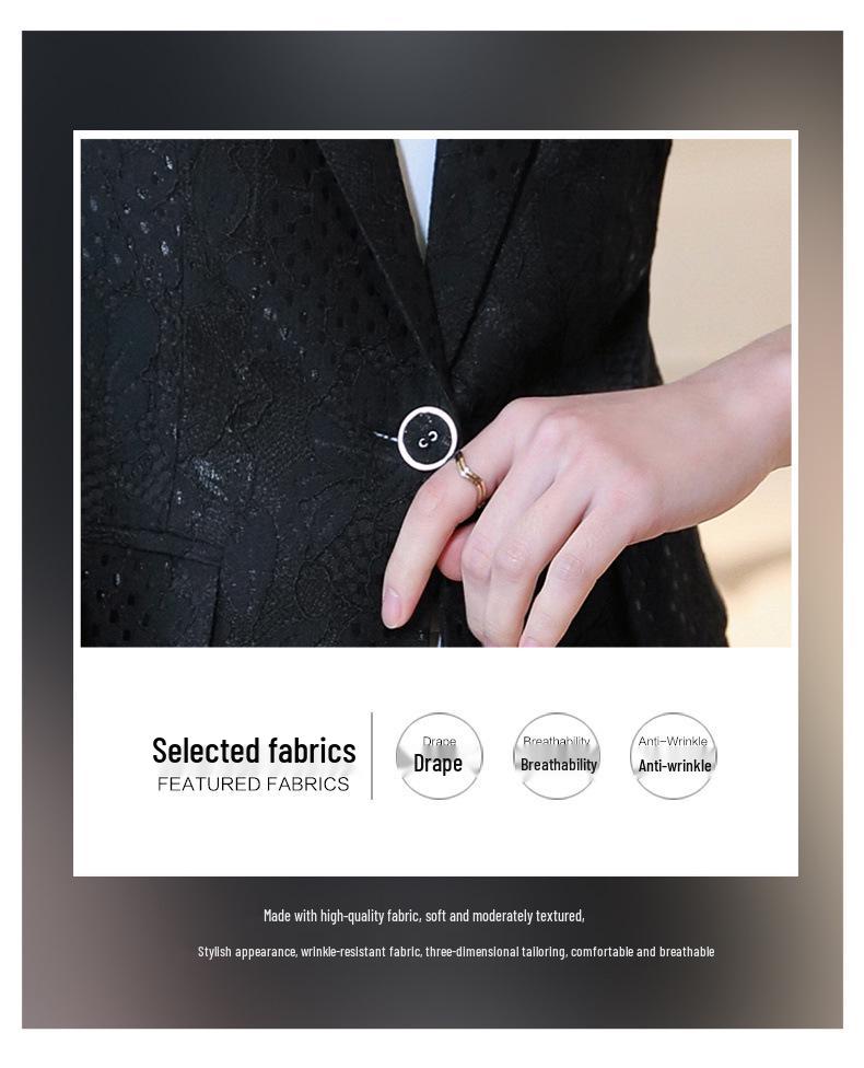 Women's Lace Suit Jacket - Slim Fit, Korean Style, Spring/Autumn 2025 Fashion