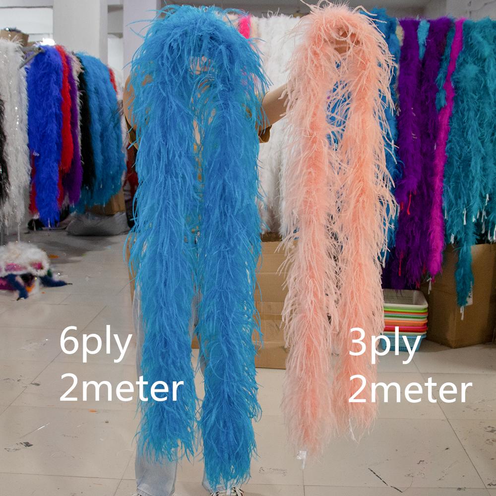 DIY Natural Ostrich feather boa 1 to 30Ply Fluffy Black Ostrich plumas Decoration Shawl Trims Costume Clothing Sewing Accessory
