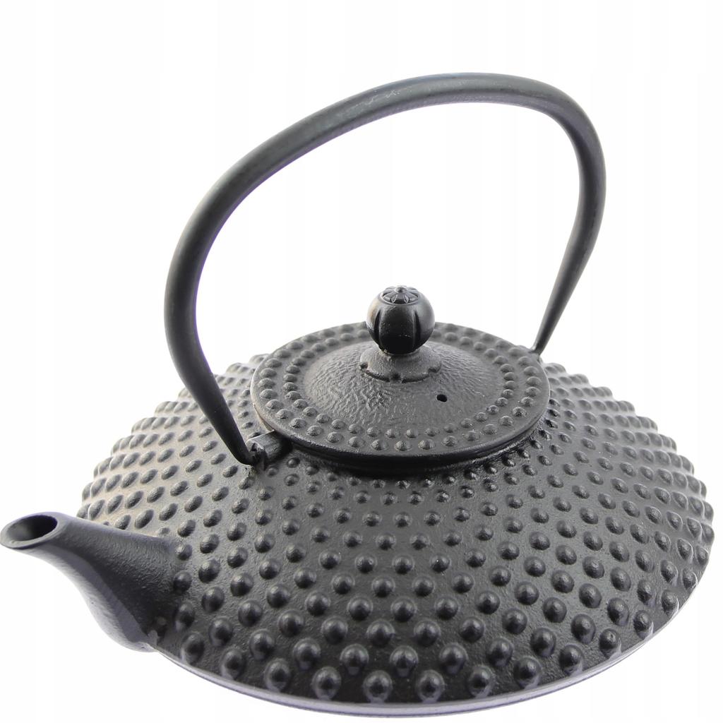 Cast Iron Kettle 1.25L Black Infuser With Strainer For Tea And Herbs