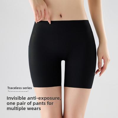 Tummy Control Pants Women's Youth Underwear Two-in-One Seamless Anti-exposure Non-curling Ice Silk Crotch Reinforced Base