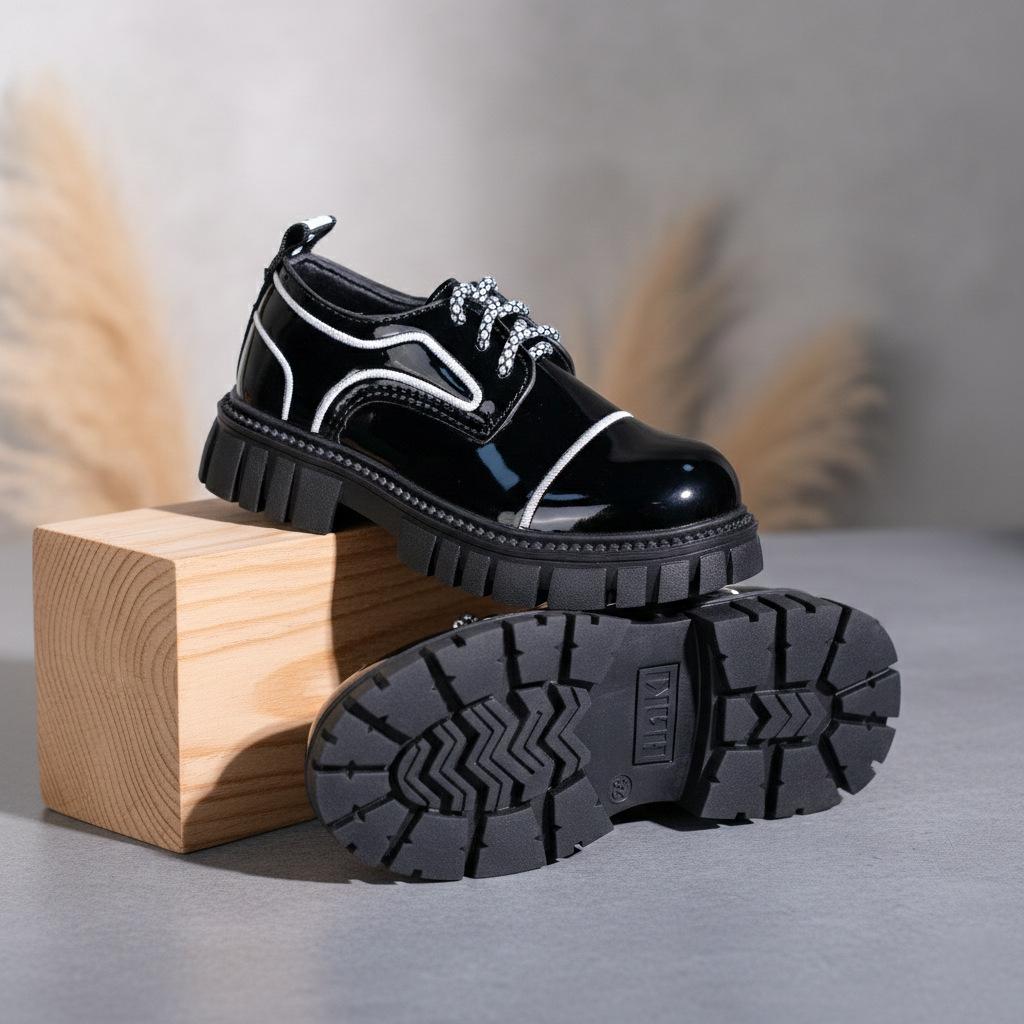 Children's 2025 Thick-Soled British-Style Leather Slip-On School Shoes