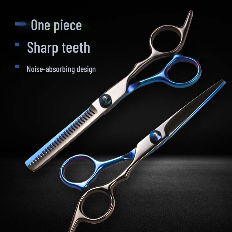 Stainless Steel Hairdressing Scissors Set: Flat, Serrated, Thinning, and Lace Shears for Styling.