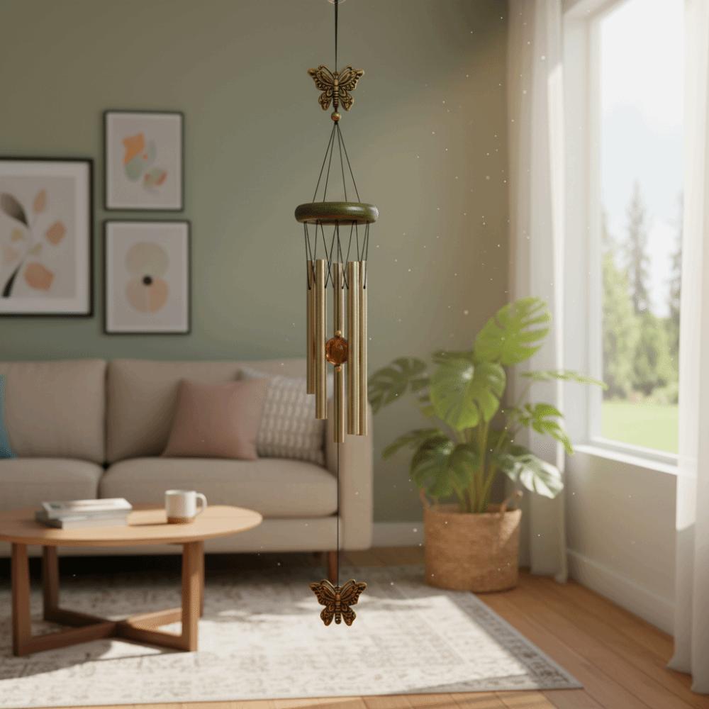 Rustic Style Outdoor Wind Chimes Butterfly Design Double Fishes Windchime  Lawn Garden