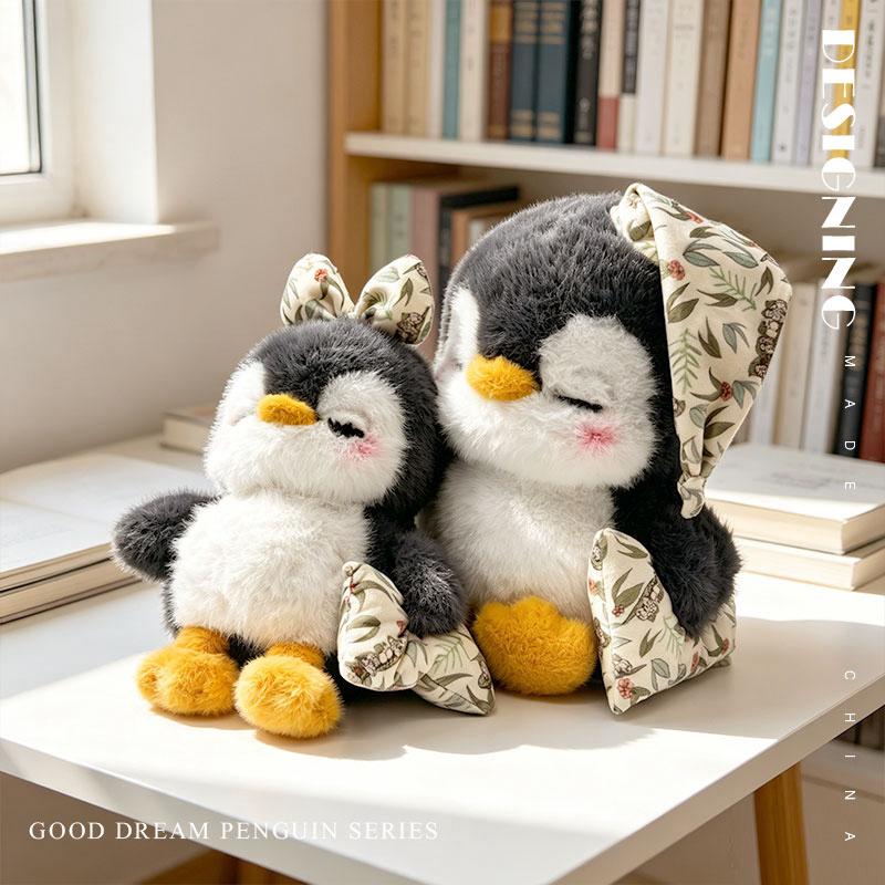 Cute Couple Doze Penguin Plush Pillow Stuffed Toy Soft Fluffy Cartoon Animal Home Decor Kids Birthday Gift