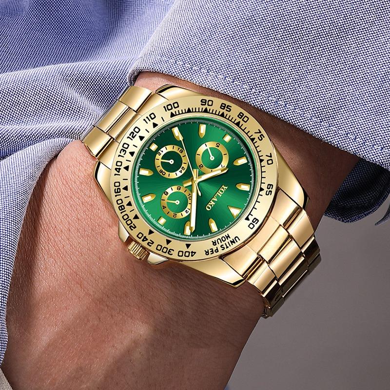Popular gold men's watch men's watch steel belt business watch luminous quartz spot one