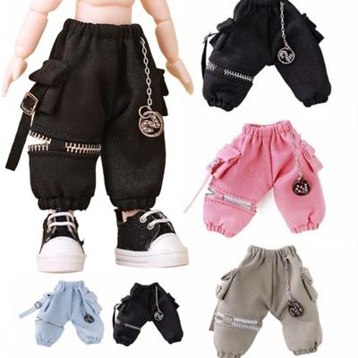 With Pockets OB11 Trousers Daily Casual Doll Outfit Doll Cargo Pants Chain Overalls Elastic Waist Obitsu 11 Clothes