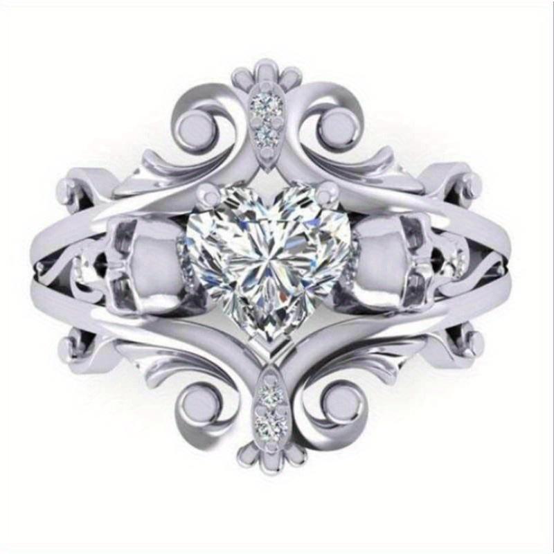 1Pc Fashion Skull Fashion Ring with Synthetic Zirconia